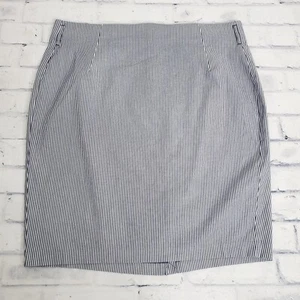 Lane Bryant Womens Skirt Pencil Straight Elastic Waist Back Zip Blue Striped - Picture 1 of 10