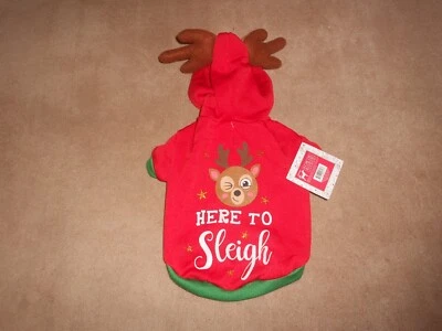 NUEVA SUDADERA CON CAPUCHA PARA MASCOTAS NAVIDAD NAVIDEÑA, AQUÍ PARA TRINEO, TALLA PEQUEÑA Foto 1 de 3