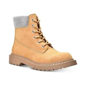 Wild Pair Women's Riiver Lace-Up Lug Sole Booties with Rhinestone Accent - Picture 1 of 2