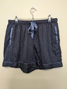 Ladies 100% SILK Night Short Size M Polyester Striped Elastic Waist - Picture 1 of 6