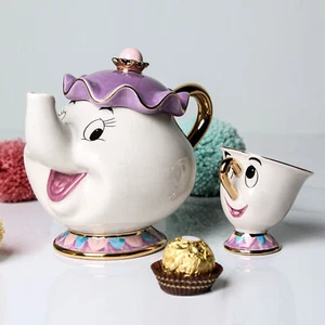 2pcs Beauty And The Beast Teapots Mrs Potts Chip Tea Pot Tea Cup Sugar Bowl Set - Picture 1 of 10