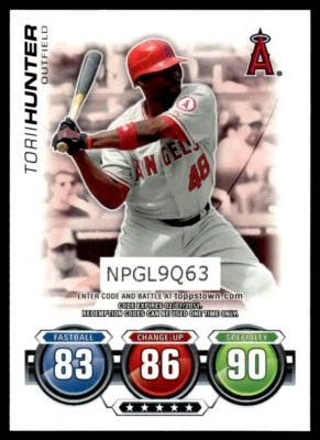 2010 Topps Attax Code Cards Torii Hunter Los Angeles Angels #NNO - Image 1 of 2