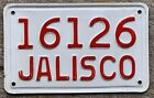 Older Red on White Jalisco Mexico Motorcycle Sized  License Plate