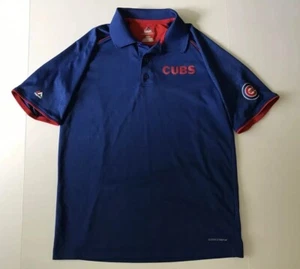 Authentic Majestic Chicago Cubs Mens Shirt Cool Base Polo Shirt - Picture 1 of 6