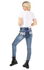 Grace In LA Easy Skinny Jeans Mid Rise Pastel Chevron Stretch Womens 25 x 30 NWT - Picture 1 of 7