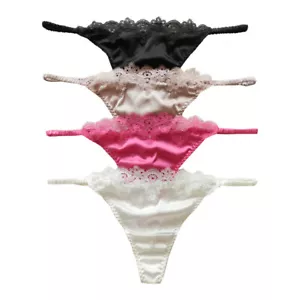 Yavorrs 4PCS Womens Silk Panties G String Thong Lace Bikini Size S M L XL - Picture 1 of 7