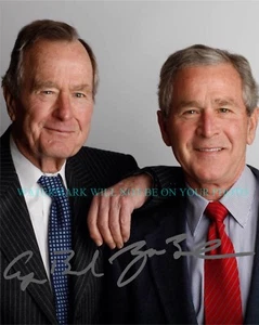 GEORGE BUSH JR & SR HW & W AUTÓGRAFO FIRMADO 8X10 RPNT FOTO RPNT PRESIDENTES LEGENDARIOS - Imagen 1 de 1