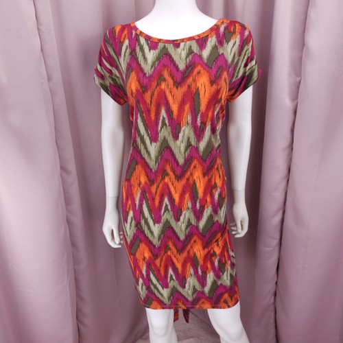 Michael Kors Donna Chevron Boat Collo Maniche Corta Cintura Shift Abito Medio