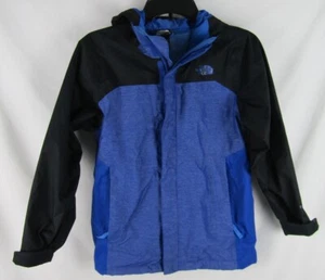 The North Face Boys Full Zip Rain Jacket w/Hood-Size M-Blue/Black-Dry Vent-EUC - Picture 1 of 6