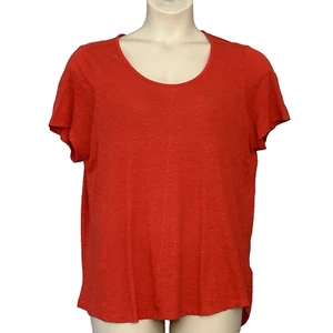 Tahari Women Top Plus 1X Orange 100% Linen Lightweight Tee Classic Beachy Casual - Picture 1 of 11
