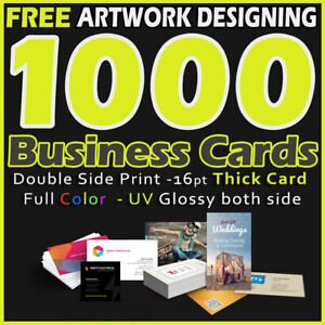 1000 Business Cards Full Color 2 Side Printing UV Coated-Free Design