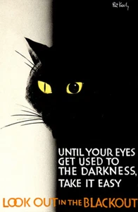 Road Safety Cat - Look Out In The Blackout - World War II - UK Propaganda Poster - Picture 1 of 1