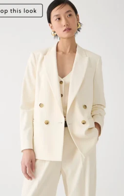 Blazer J.Crew $278 Doble Pecho Relajado Ciudad Sarga Marfil Talla 0 BX785 Foto 1 de 4