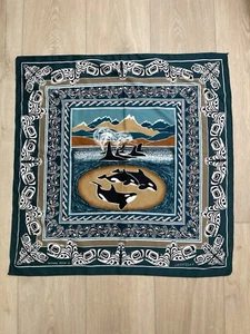 Sciarpa quadrata balena orca nativa Anthony Paine Aesotica vintage inuit stile eschimese - Foto 1 di 10