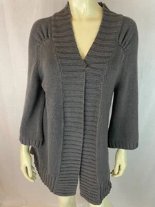 Maglione Tabitha L grigio antracite cotone acrilico misto elasticizzato aperto davanti manica 3/4 - Foto 1 di 8