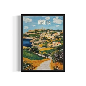Malta Landscape Poster Art Print Wall Art Painting Artwork Decor Vintage - Picture 1 of 6