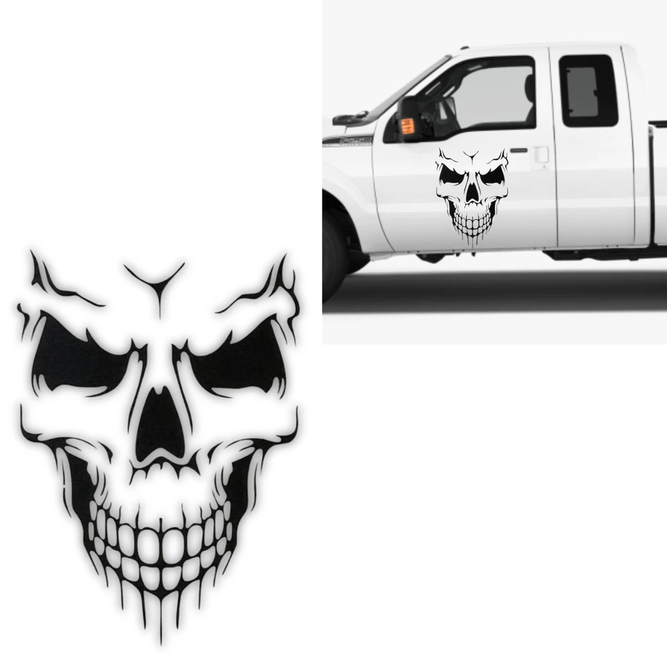 Skull Face Halloween 24" Black Vinyl Decal Sticker For Car Truck SUV - Image 1 of 1