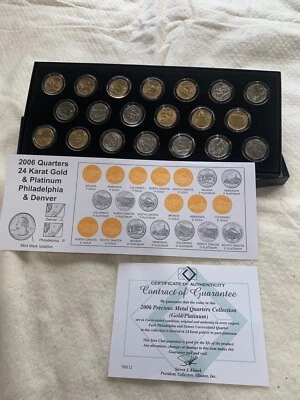 24K Gold and platinum state quarters - Image 1 of 4