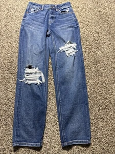 AE AMERICAN EAGLE 0 MOM STRAIGHT JEAN STRETCH WOMENS JEANS - Picture 1 of 4