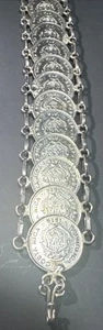 Pulsera Cadena Moneda 10 Céntimos Costa Rica Plata Esterlina Vintage 39,9 Gramos - Imagen 1 de 6