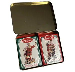 Coca Cola Christmas Santa Nostalgia Playing Cards With Tin Vintage 1994 Used - Picture 1 of 5
