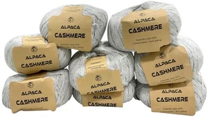 8-Alpaca Cashmere Yarn Balls Light Gray Anti-pilling 1.8 Oz Each - Picture 1 of 2