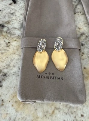 Brincos de ouro 100% autênticos Alexis Bittar Solanales lucite e cristal lago - Imagem 1 de 4