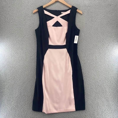 Dressbarn Dress Womens 12 Pink Black Colorblock Sheath Cutout Mini Career NWT - Image 1 of 4