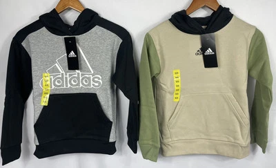 Adidas Youth SMALL Lot of 2 Hoodies Black & Tan 17.5" Pit to Pit NWT - Image 1 of 4