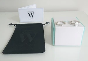 RRP $399.00 - CHARLES WINSTON LUXE EMERALD CUT SIMULATED DIAMOND S/S RING SET - Picture 1 of 8