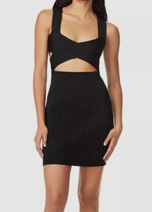$246 Herve by Herve Leger Women's Black Crossover Ribbed Knit Dress Size XS - Picture 1 of 5