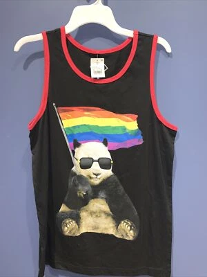 M ПАНДА ГОРДОСТЬ ФЛАГ ЛЕТАЮЩИЙ ЧЕРНЫЙ КРАСНЫЙ ХЛОПОК СМЕСЬ МАЙКА на «ХОРОШО ИЗНОШЕННЫЙ» новый - Изображение 1 из 2