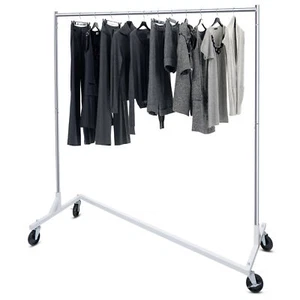 Heavy Duty Commercial Garment Rack Rolling Collapsible Clothing Shelf Z-Base - Picture 1 of 12