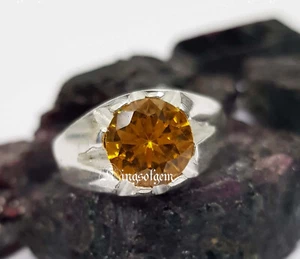 Anillo de plata de ley 925 con circón amarillo diseño hecho a mano anillo de piedras preciosas regalo para ella - Imagen 1 de 7