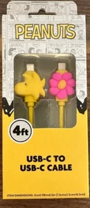 Peanuts Snoopy Woodstock and Flower 4Ft USB-C to USB-C Cable - Picture 1 of 4