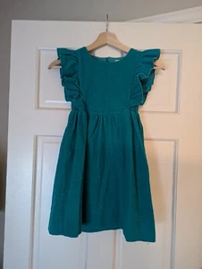 VNTG FISCHEL Johnston Jacobson's Sz 6 Teal Corduroy Pinafore Dress Made in USA - Picture 1 of 9