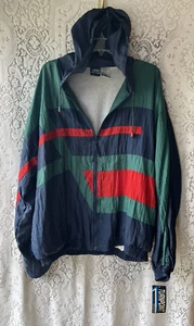 Vintage Turnpoint Windbreaker Jogger Hoodie Track Suit XL Zip Up Navy Green Red - Picture 1 of 9