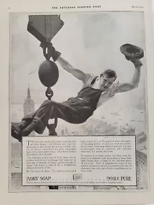 1914 Ivory Soap Saturday Evening Post Print Ad Construction Daredevil NYC - Picture 1 of 3