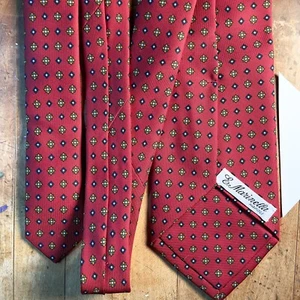 E Marinella Red w/ Small Medallions Necktie 59.25” x 3.75” - Picture 1 of 6