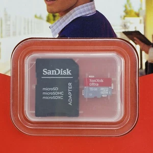 Micro SDHC Memory Card SanDisk with Adapter 16GB Full HD Video Class 10 Memory - Picture 1 of 3