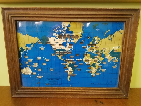 Vintage 1959 Howard Miller World Time Map  Wall Clock Model 4625 Parts Repair Cover