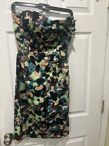 Catherine Malandrino multicolor strapless dress stretch zipper closure sz 10 - Picture 1 of 9