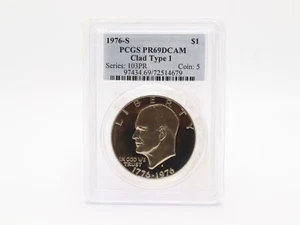 1976-S PCGS PR69 DCAM $1 Eisenhower Coin Clad Type 1 Series: 103PR - Picture 1 of 2
