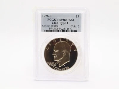1976-S PCGS PR69 DCAM $1 Eisenhower Coin Clad Type 1 Series: 103PR - Image 1 of 2