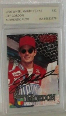 1996 WHEELS KNIGHT QUEST JEFF GORDON AUTOGRAPHED CARD #31 W/JSA COA SLABBED WOW - Image 1 of 4