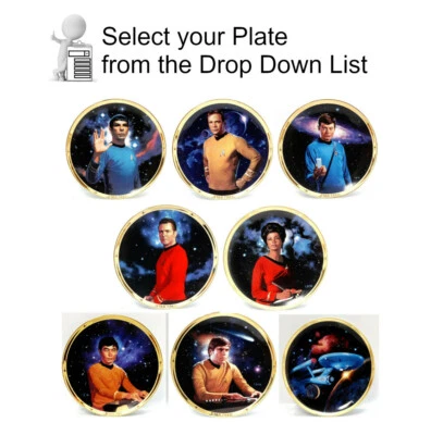 25th Annivers Star Trek TOS Crew Plates-Gold Border-Your Choice- WAREHOUSE FIND - Изображение 1 из 4