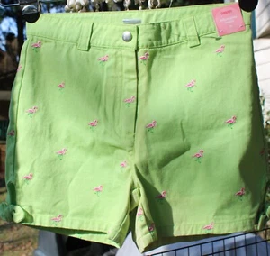 NWT 2006 Gymboree Island Fun Lime Green Shorts sz 10 Flamingo Embroider Bows - Picture 1 of 8
