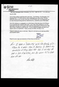 FAN LETTER RESPONSE- BILL HOEFT, BOSTON RED SOX: TED WILLIAMS, BAS CERTIFIED - Picture 1 of 2