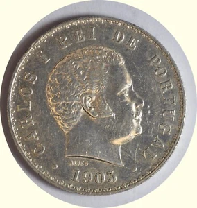 Portugal silver 500 reis 1903 D. Carlos UNC - Picture 1 of 6