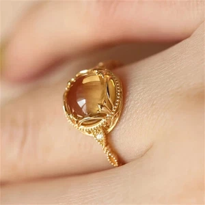 Dije Anillos Mujer Boda Joyería Chapado en Oro Amarillo Circonita Cúbica Talla 6-10 - Imagen 1 de 7